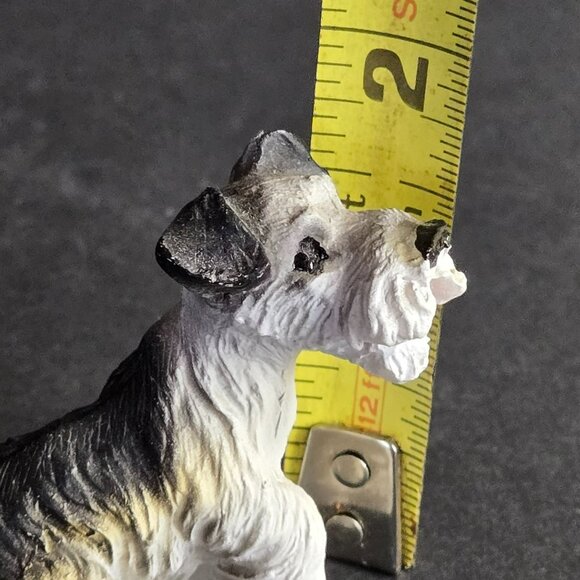 Vintage Miniature Schnauzer Dog Figurine Resin Hand-Painted Black White Brown - Picture 7 of 9